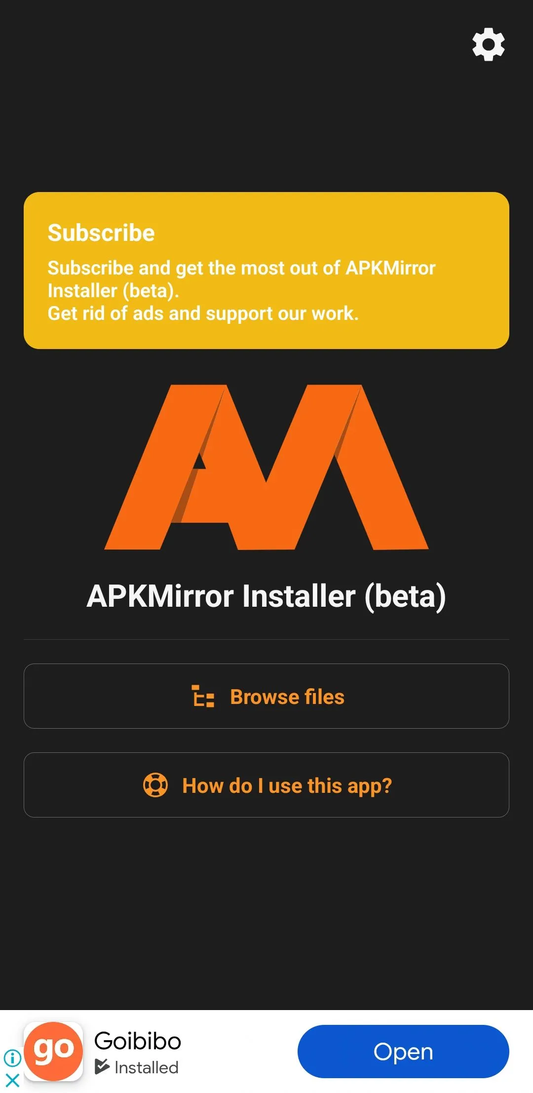 Giao diện ứng dụng APKMirror Installer trên điện thoại Android