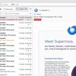 Giao diện ứng dụng email Thunderbird với hộp thư đến đang mở, hiển thị các tính năng như tab email và hệ thống chống spam hiệu quả.
