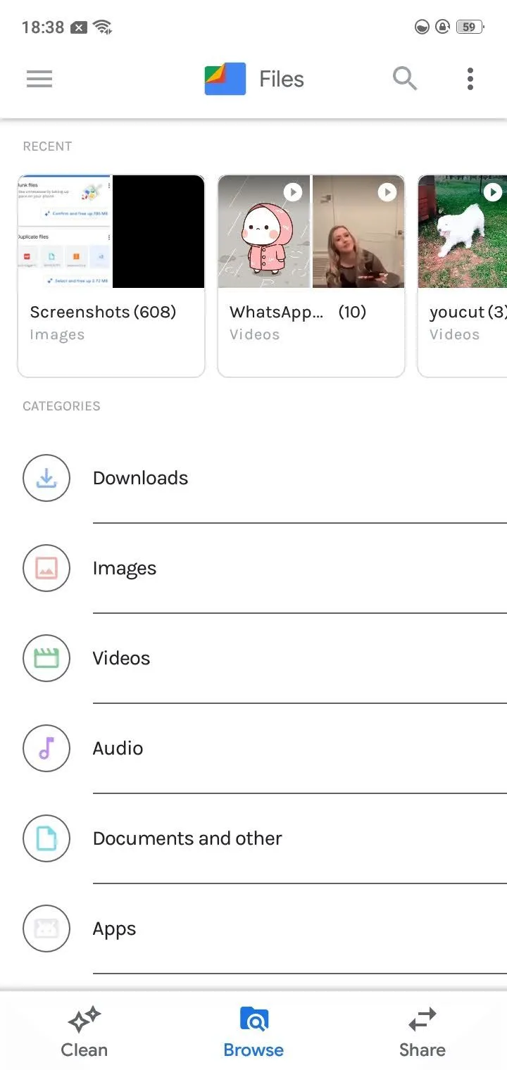Giao diện ứng dụng Files Go hiển thị tính năng chia sẻ tập tin qua mạng nội bộ
