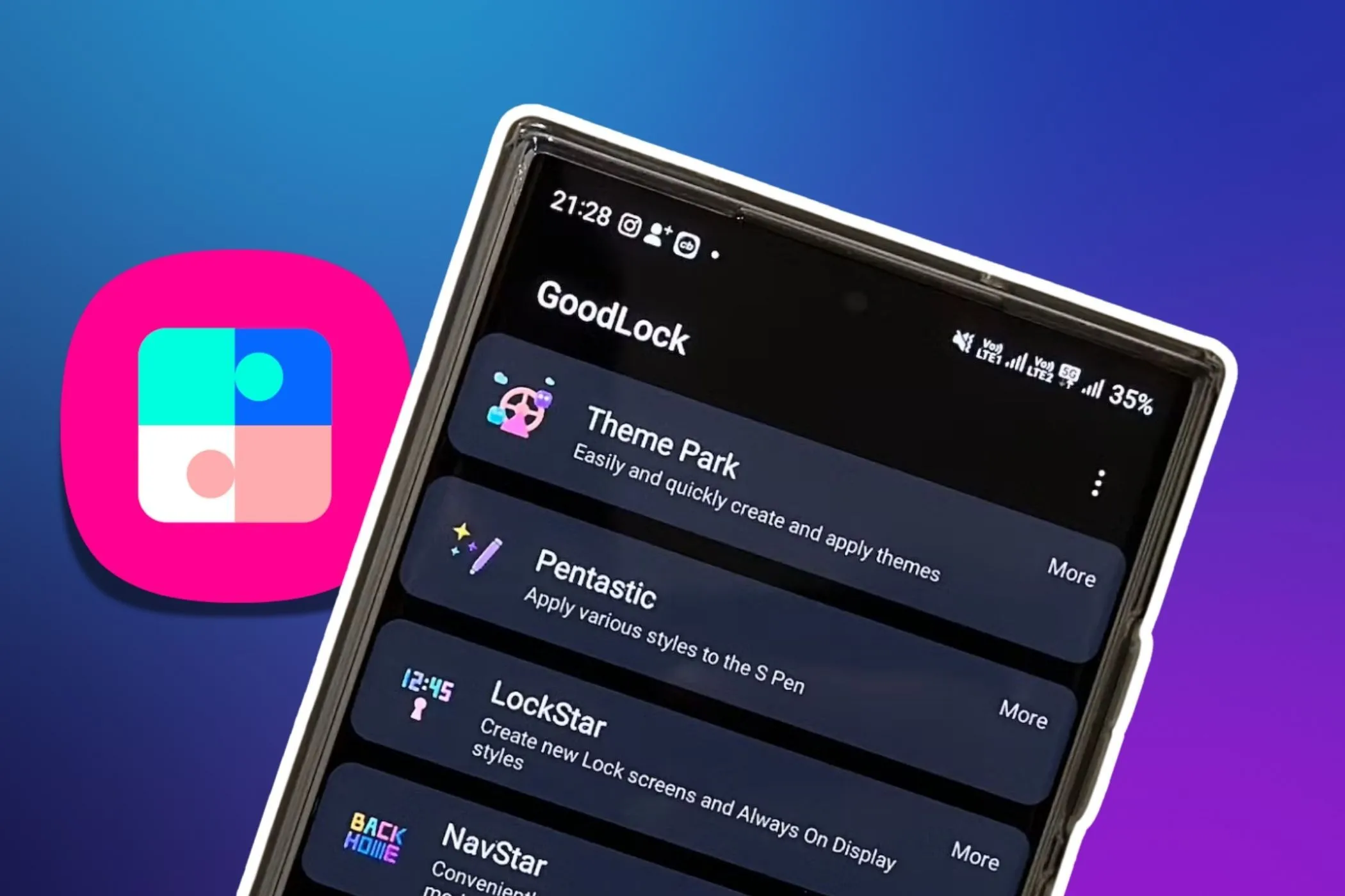 Giao diện ứng dụng Good Lock trên điện thoại Samsung
