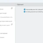 Giao diện ứng dụng KDE Connect trên Windows hiển thị cài đặt đồng bộ clipboard