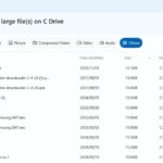 Giao diện ứng dụng PC Manager hiển thị danh sách các tệp tin có dung lượng lớn trên máy tính Windows.
