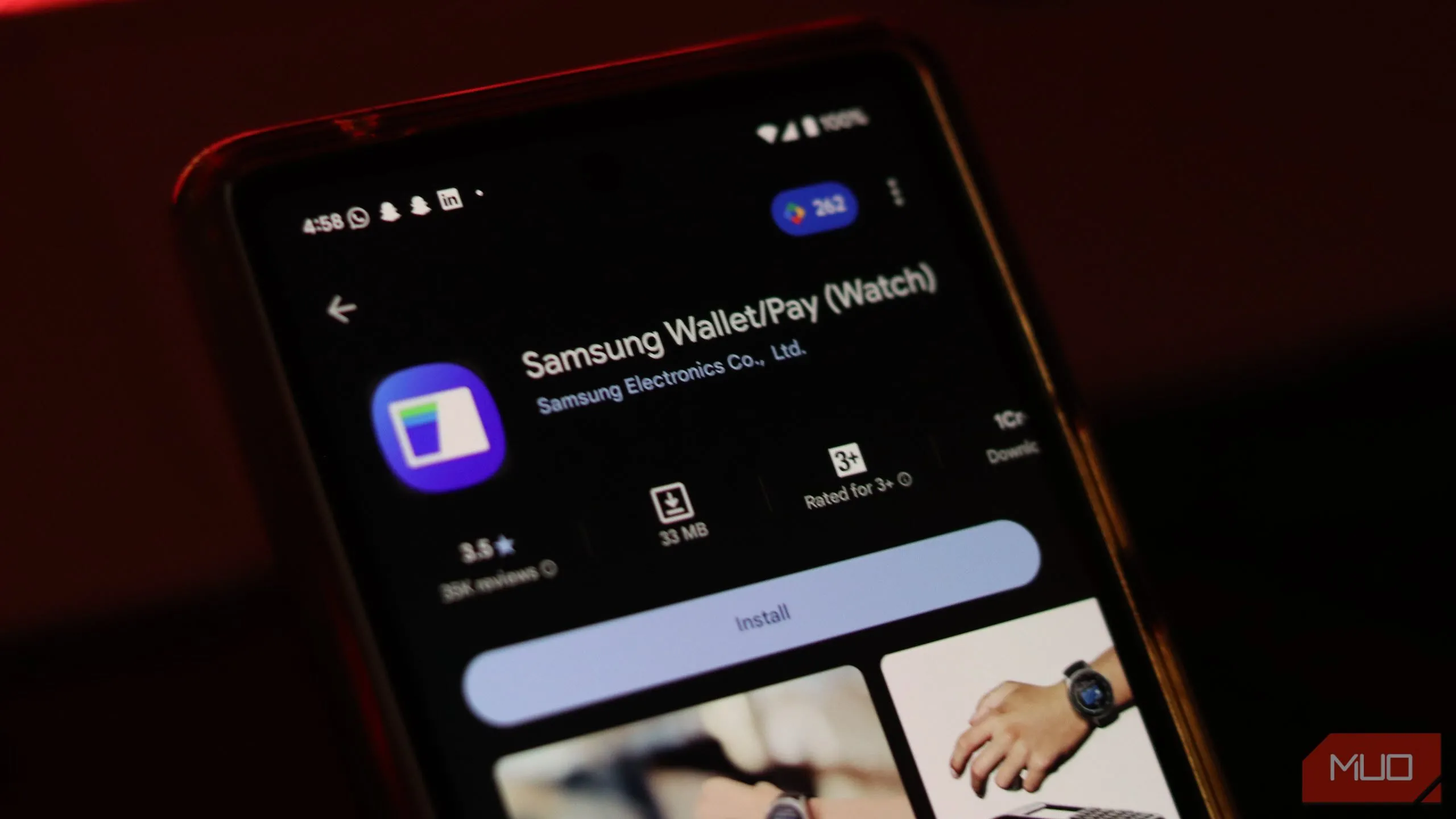Giao diện ứng dụng Samsung Wallet trên Google Play Store