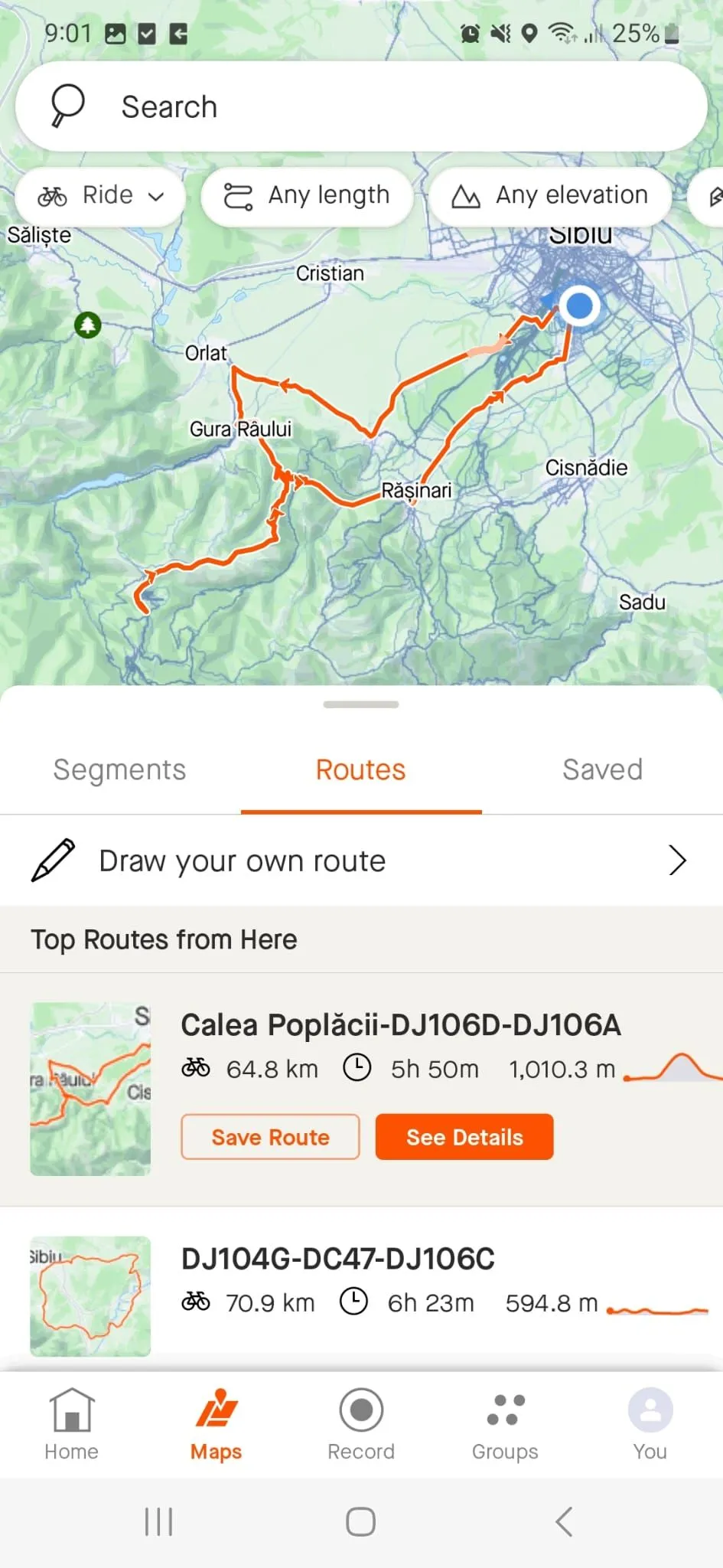 Giao diện vẽ đường chạy tùy chỉnh trong ứng dụng Strava, hỗ trợ người dùng tạo lộ trình tập luyện.