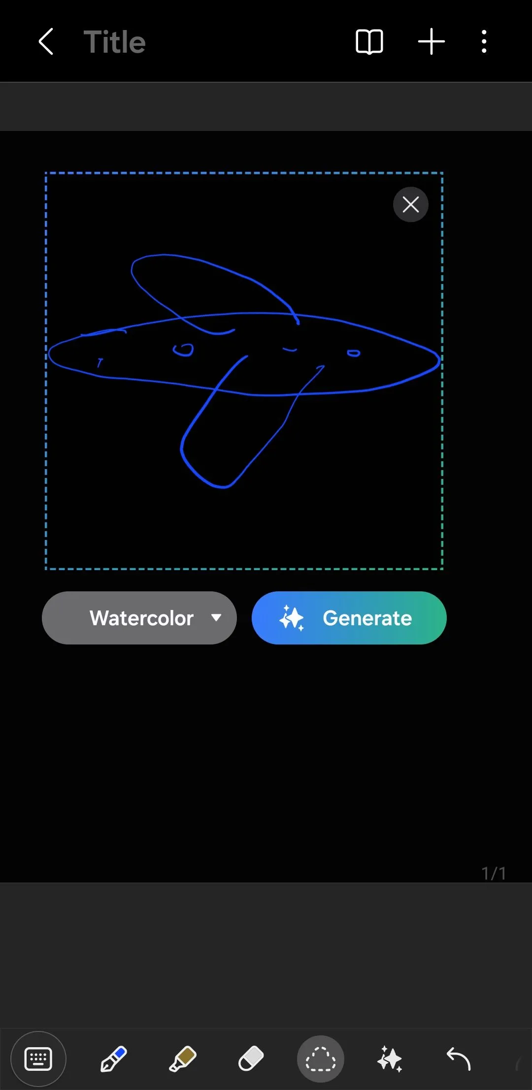 Giao diện vẽ trong Samsung Notes với tính năng Sketch to Image, biến các phác thảo thô thành hình ảnh chuyên nghiệp.