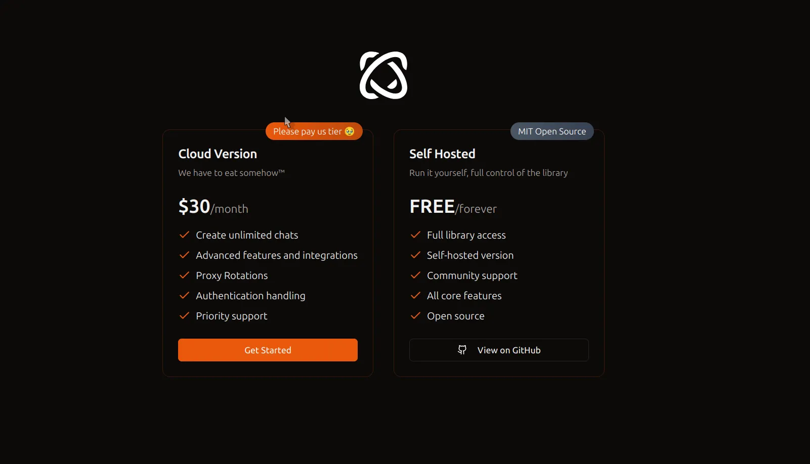 Giao diện website Browser Use hiển thị các gói dịch vụ và tùy chọn cài đặt