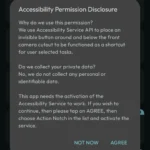Giao diện xin cấp quyền truy cập (Accessibility) của ứng dụng Action Notch trên Android