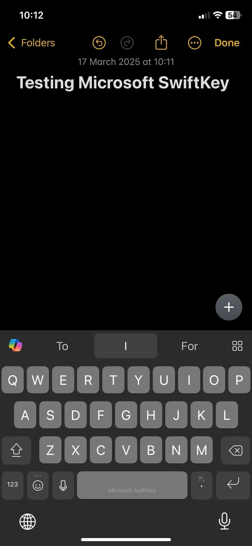 Gõ phím với Microsoft SwiftKey trên ứng dụng Ghi chú