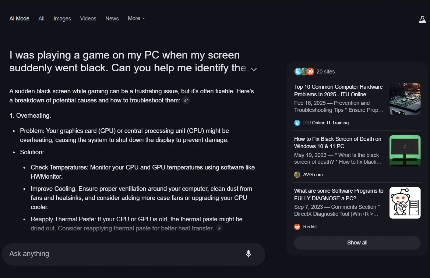 Google AI Mode hướng dẫn khắc phục sự cố