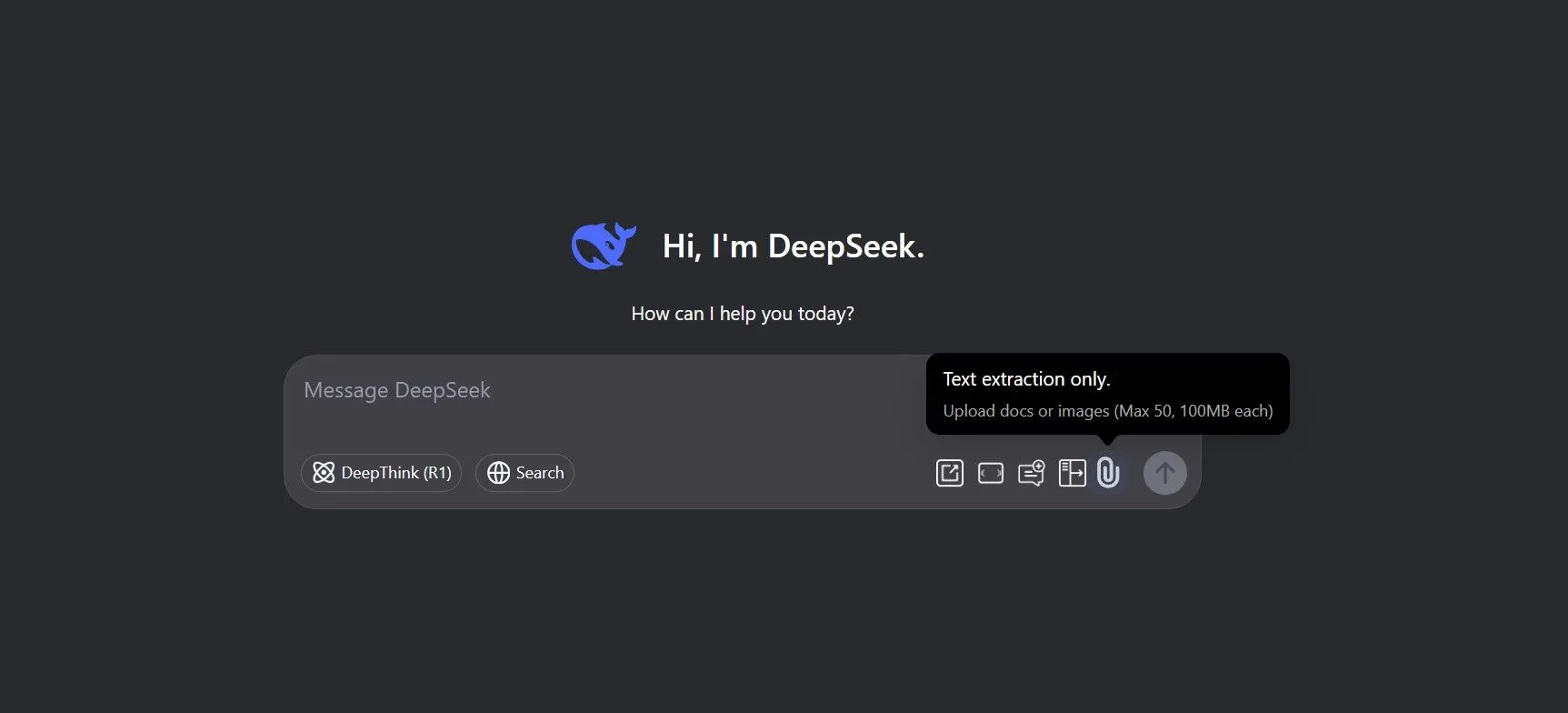 Hạn chế tải lên tệp của DeepSeek, chỉ hỗ trợ văn bản