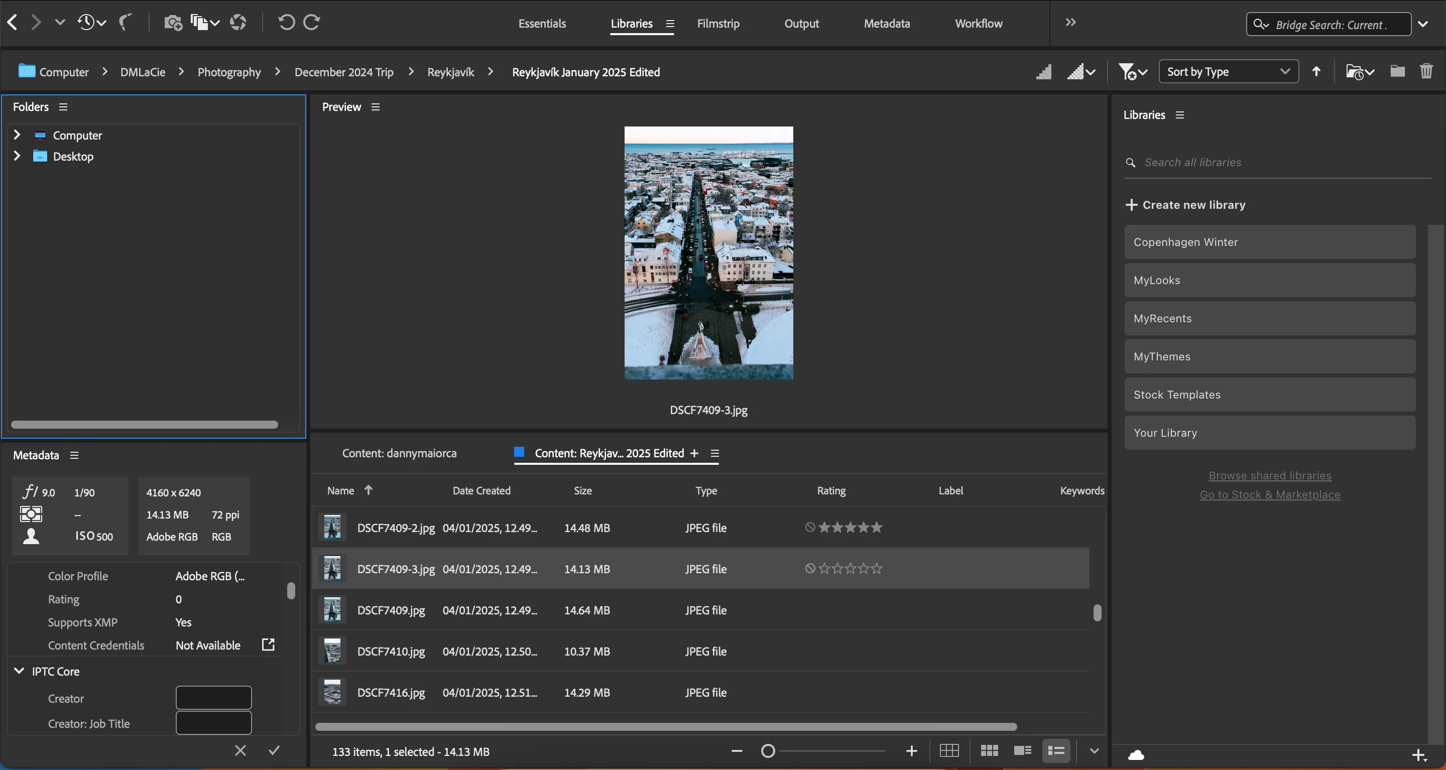 Hệ thống đánh giá sao trong Adobe Bridge giúp ưu tiên và quản lý ảnh hiệu quả