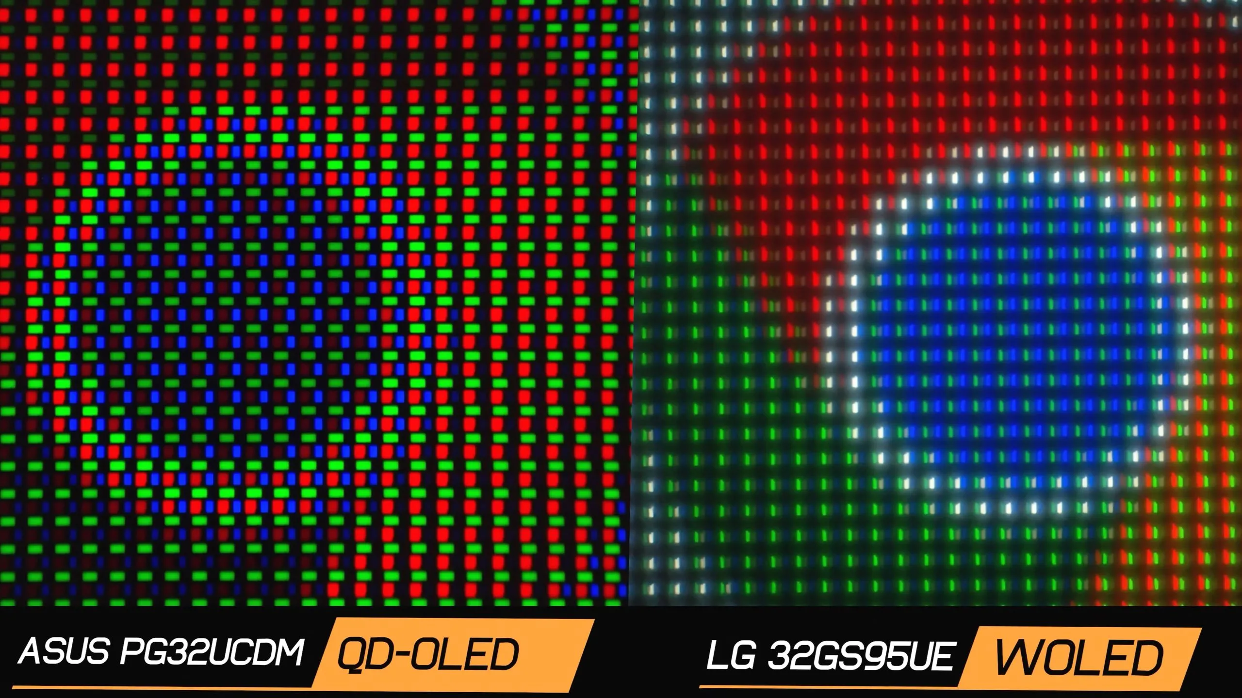 Hiển thị các bố cục tấm nền OLED khác nhau trên màn hình Asus và LG