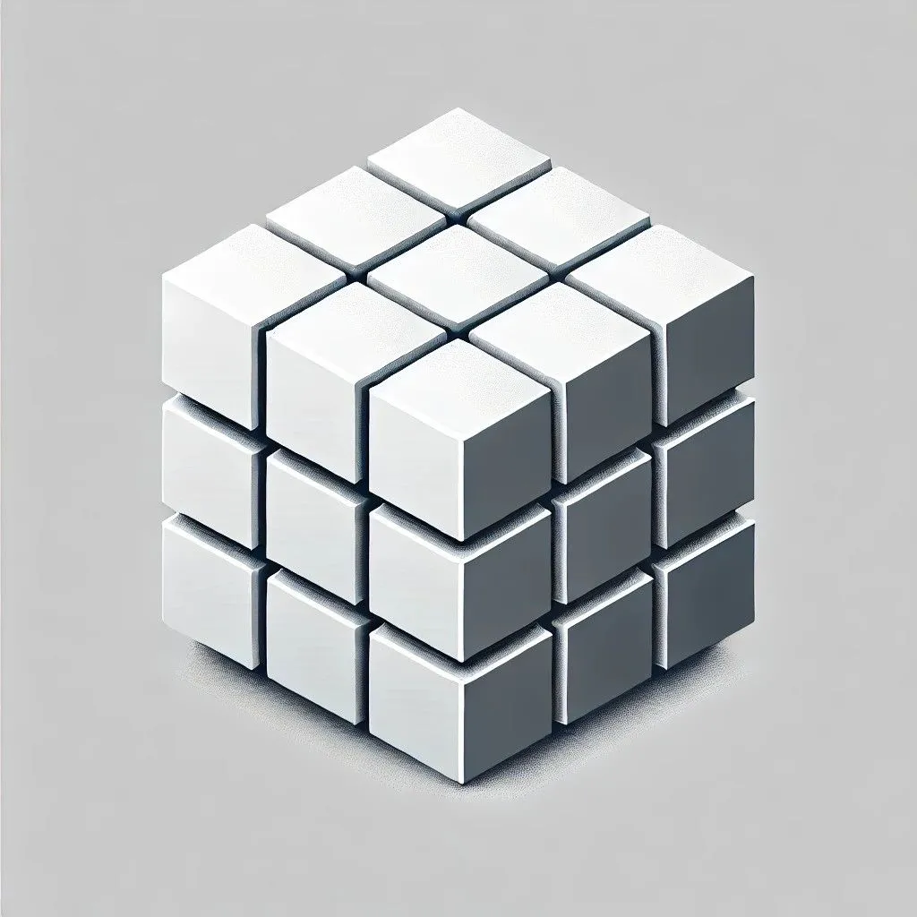 Hình ảnh lập phương Rubik được tạo bởi AI, với các mặt nhiều màu sắc và nền trắng