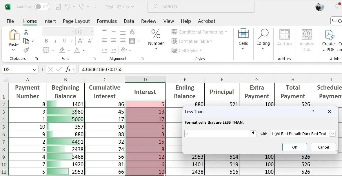 Hình ảnh minh họa áp dụng định dạng có điều kiện trong Excel, giúp bảng tính chuyên nghiệp hơn.