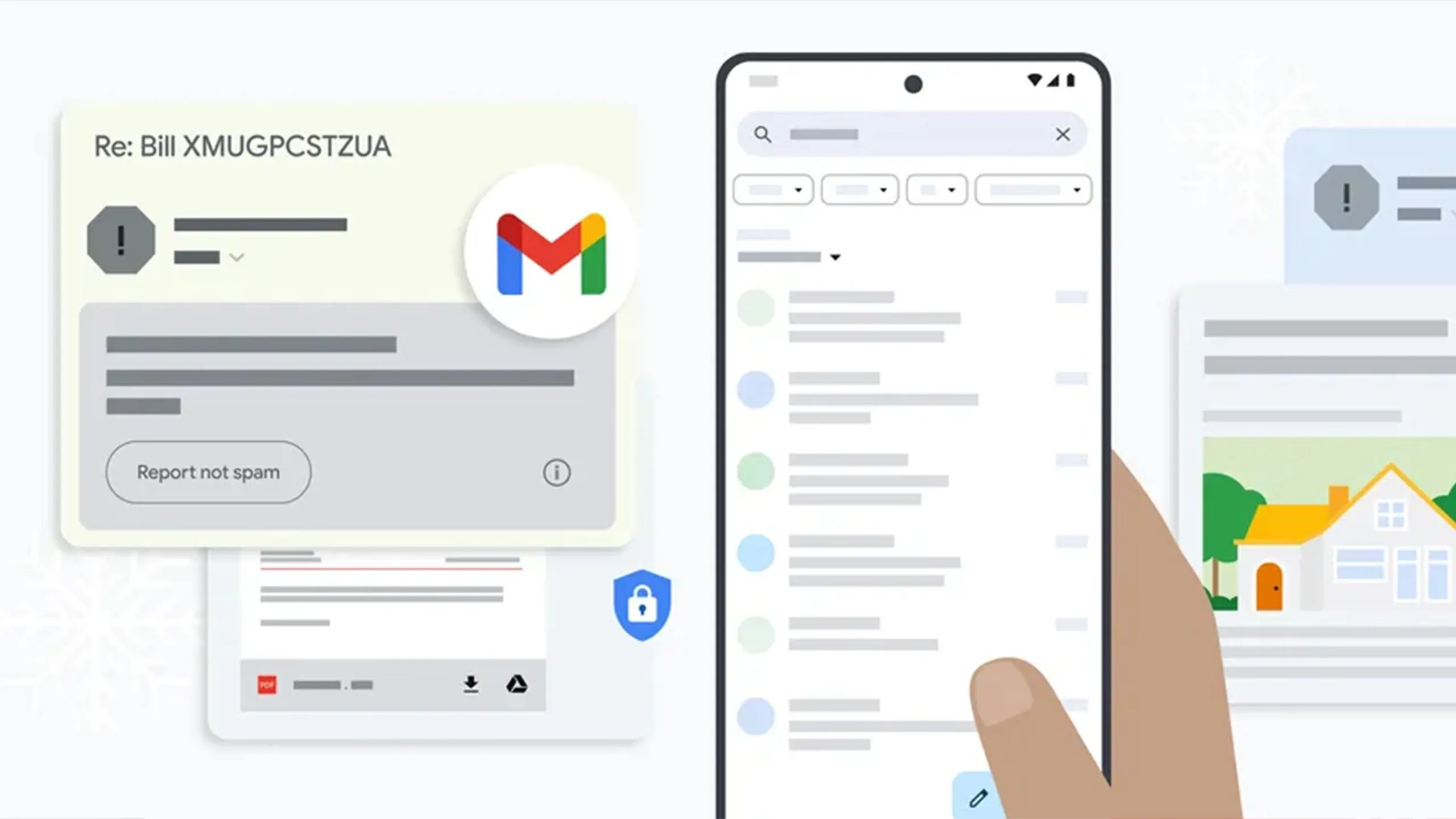 Hình ảnh minh họa các email spam trên giao diện Gmail máy tính và điện thoại, cho thấy tình trạng hộp thư đến bị quá tải
