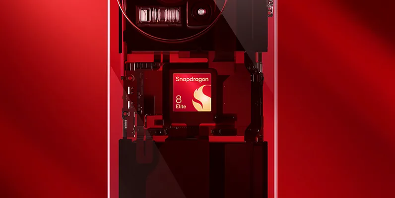 Hình ảnh minh họa một chiếc điện thoại thông minh với chip Snapdragon 8 Elite, đại diện cho sức mạnh xử lý của dòng Galaxy S25