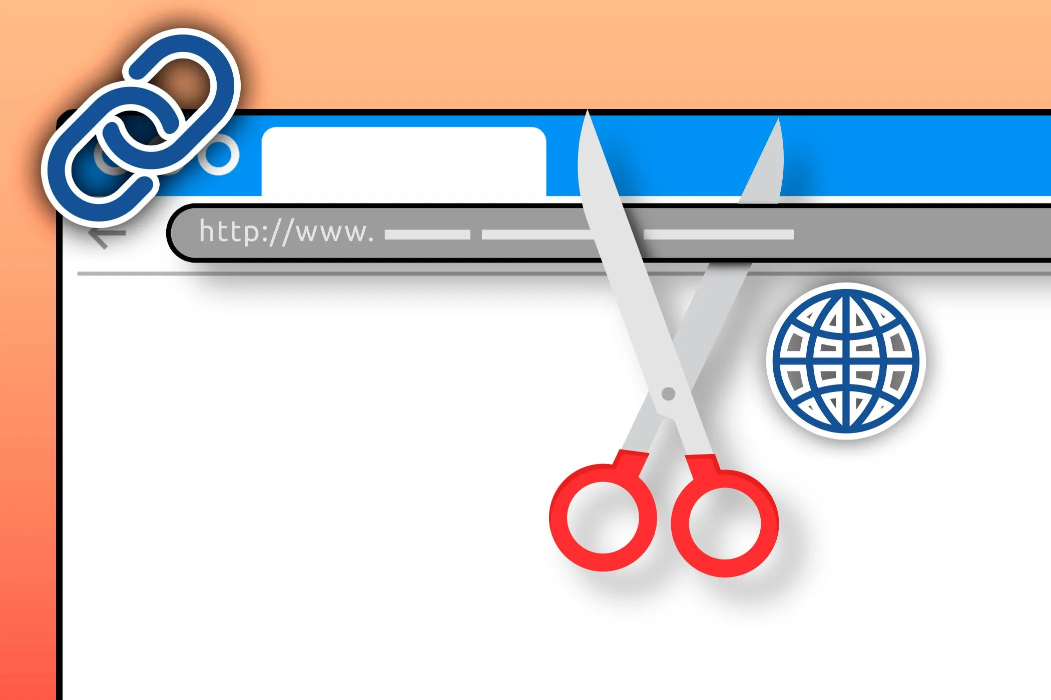 Hình ảnh minh họa trình duyệt web với liên kết đang được rút gọn, biểu tượng của nguy cơ lừa đảo qua URL.