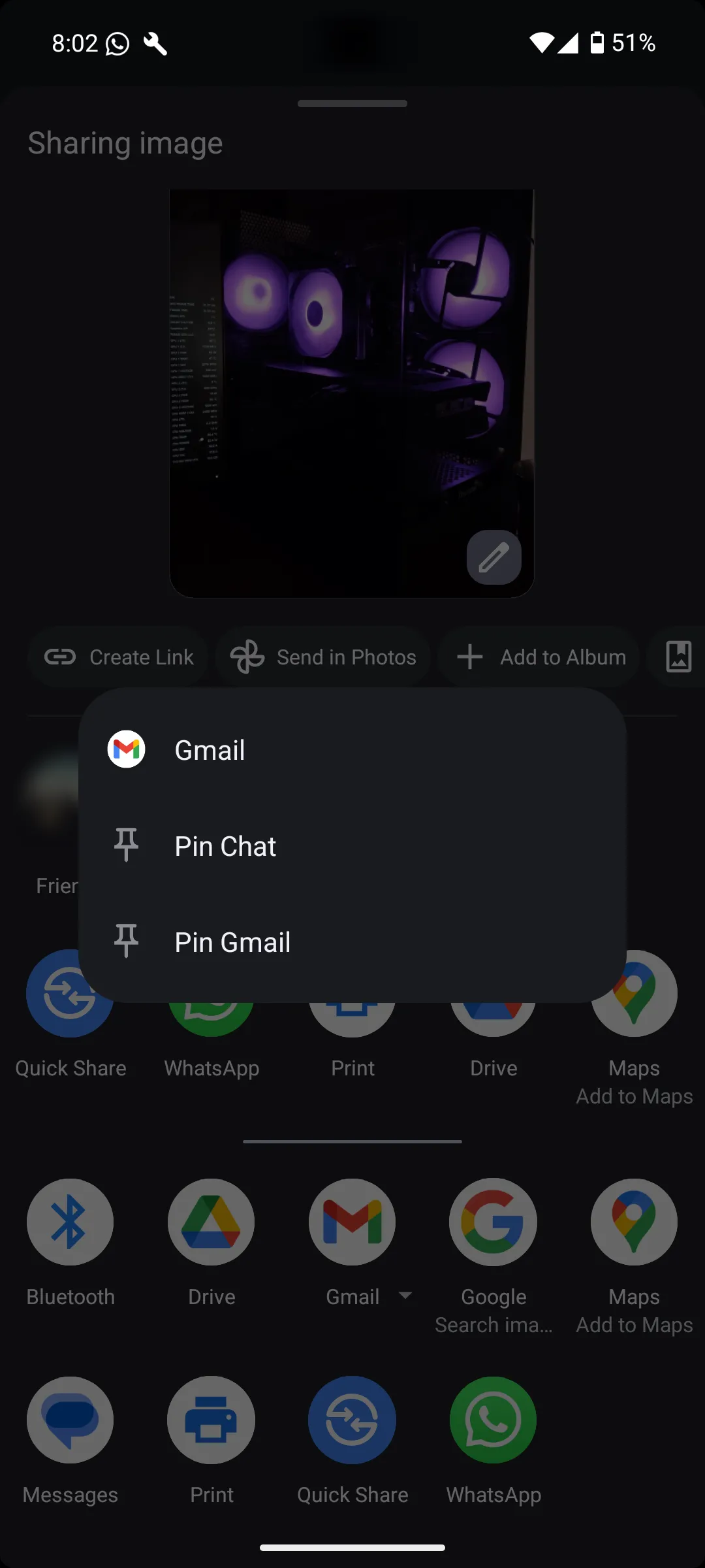 Hình ảnh minh họa tùy chọn 'Ghim [tên ứng dụng]' trong menu Chia sẻ của Android