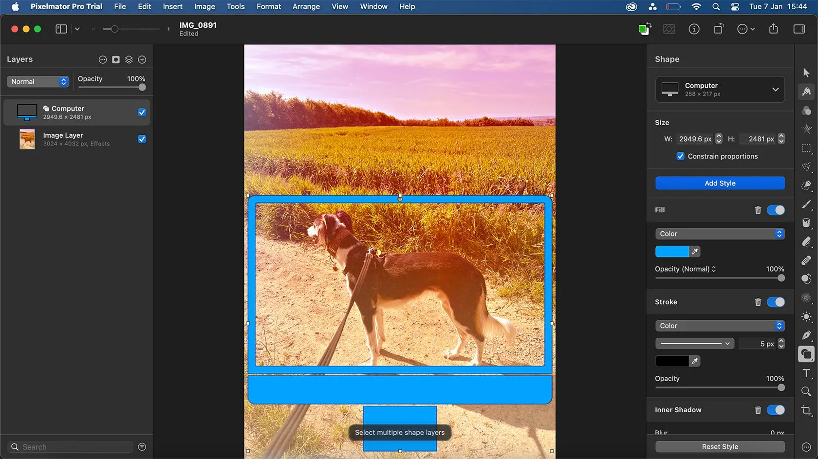 Hỗ trợ vector và công cụ Shape Tool của Pixelmator Pro