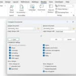 Hộp thoại Compare Documents trong Microsoft Word để chọn tài liệu so sánh
