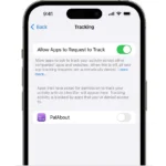 Hộp thoại yêu cầu theo dõi ứng dụng trên iPhone, minh họa tùy chọn "Yêu cầu ứng dụng không theo dõi".