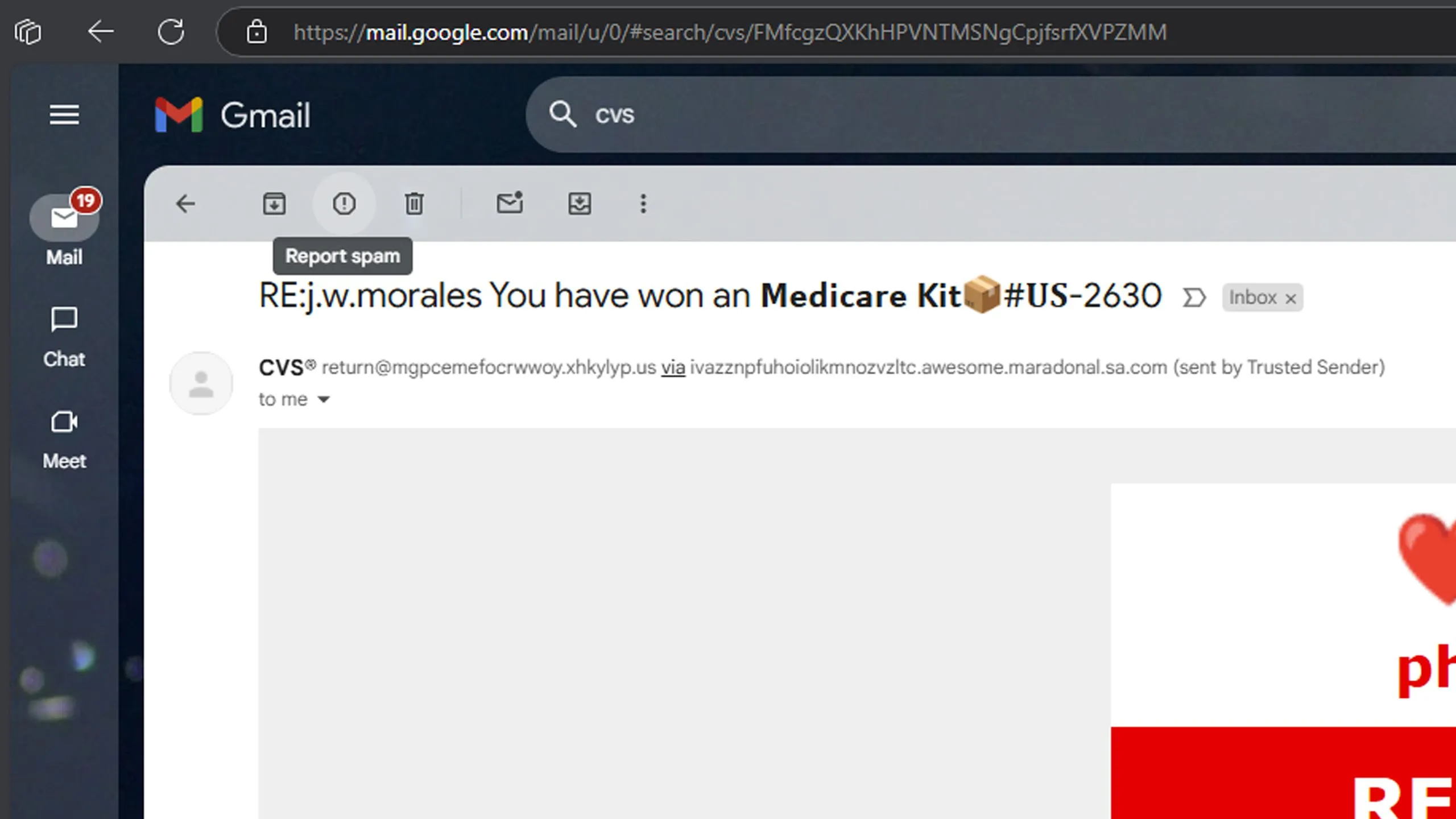 Hướng dẫn báo cáo email lừa đảo bằng cách nhấn nút 'Báo cáo spam' trong Gmail