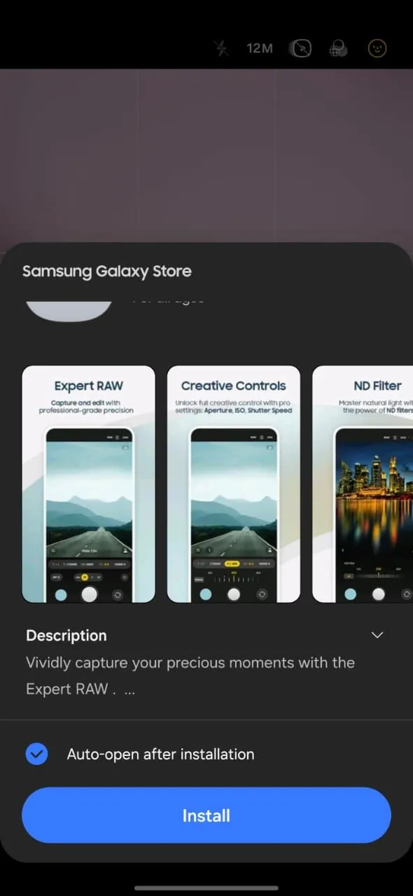 Hướng dẫn cài đặt ứng dụng Expert RAW từ Galaxy Store trên điện thoại Samsung