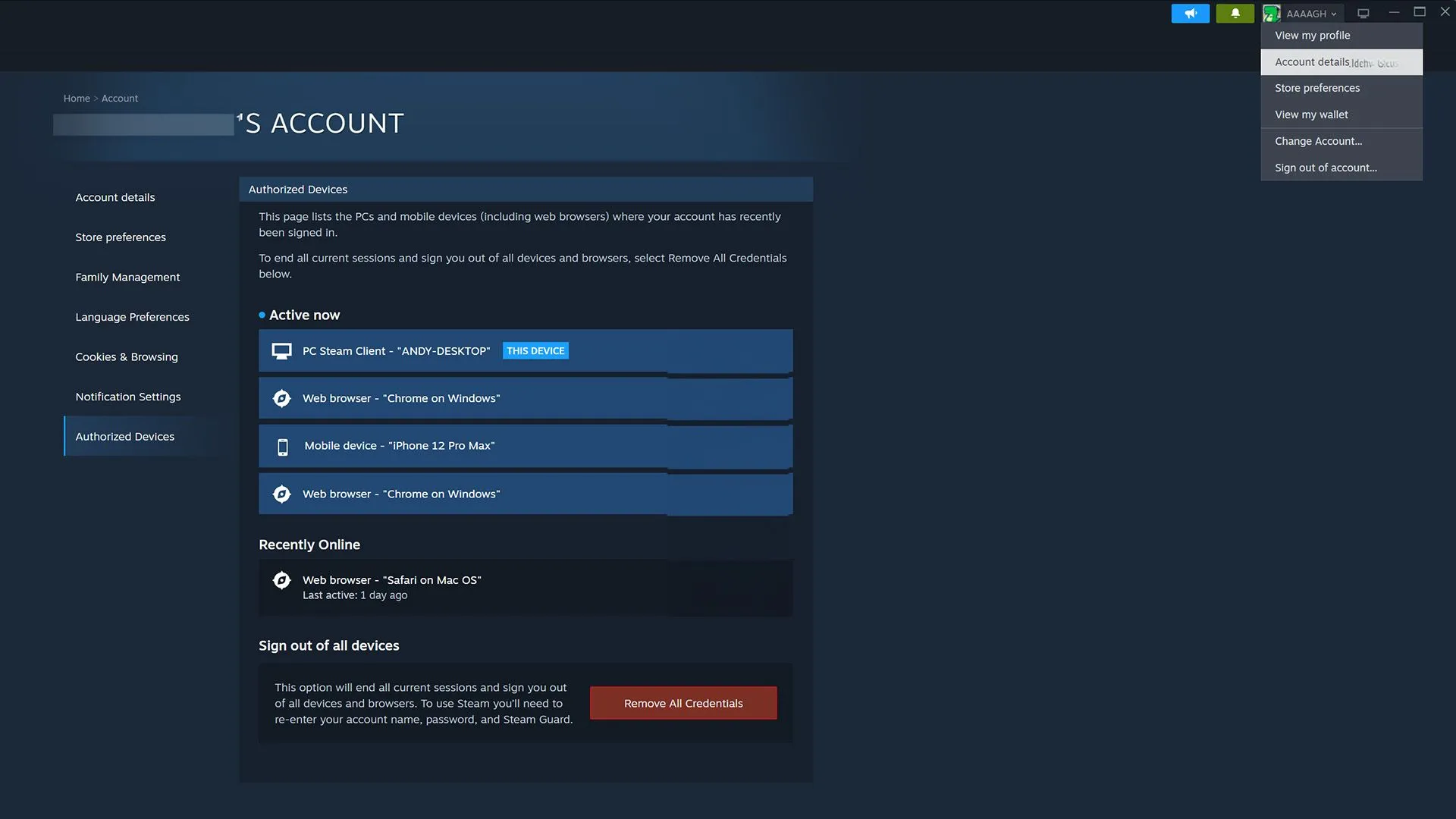Hướng dẫn điều hướng đến các thiết bị được ủy quyền trên Steam