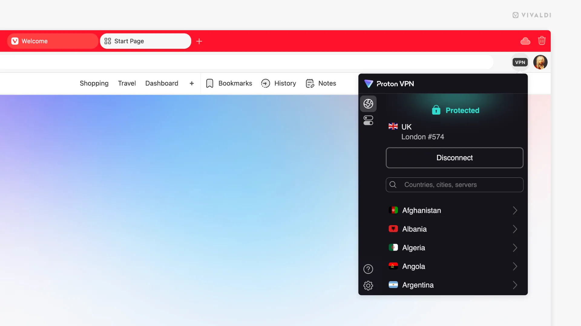 Hướng dẫn kết nối Proton VPN tích hợp trên trình duyệt Vivaldi