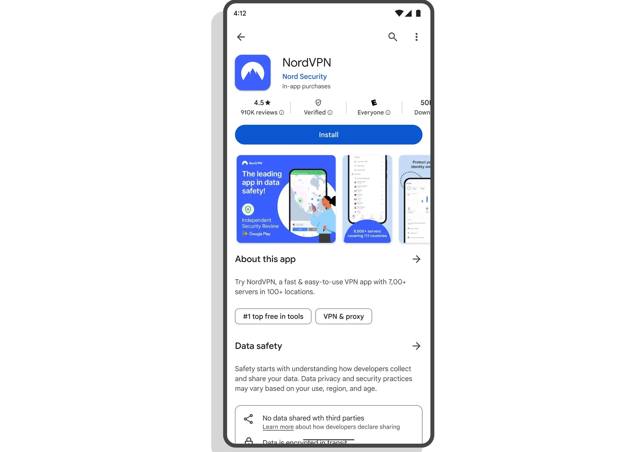 Huy hiệu Đã xác minh trên trang thông tin ứng dụng Google Play