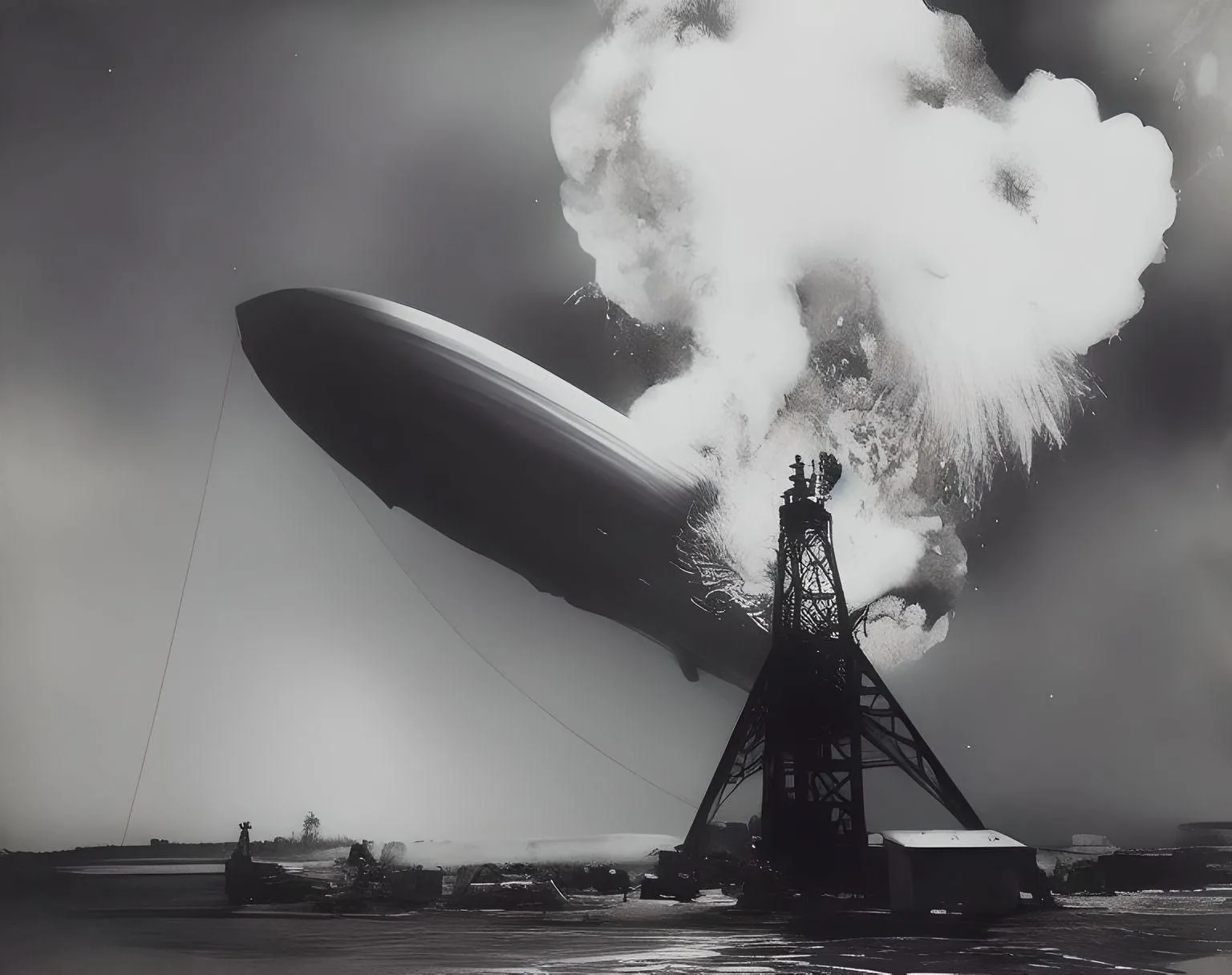 Kết quả AI tái tạo thảm họa Hindenburg từ ảnh gốc, gần như không thể phân biệt.