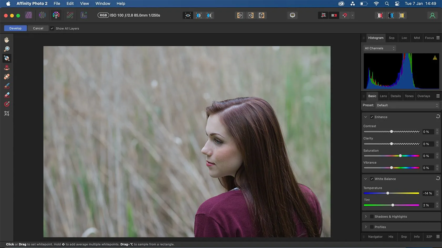 Khả năng chỉnh sửa ảnh RAW nguyên bản của Affinity Photo với Develop Persona