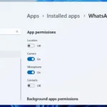 Kiểm soát quyền truy cập ứng dụng WhatsApp trong Cài đặt Windows 11