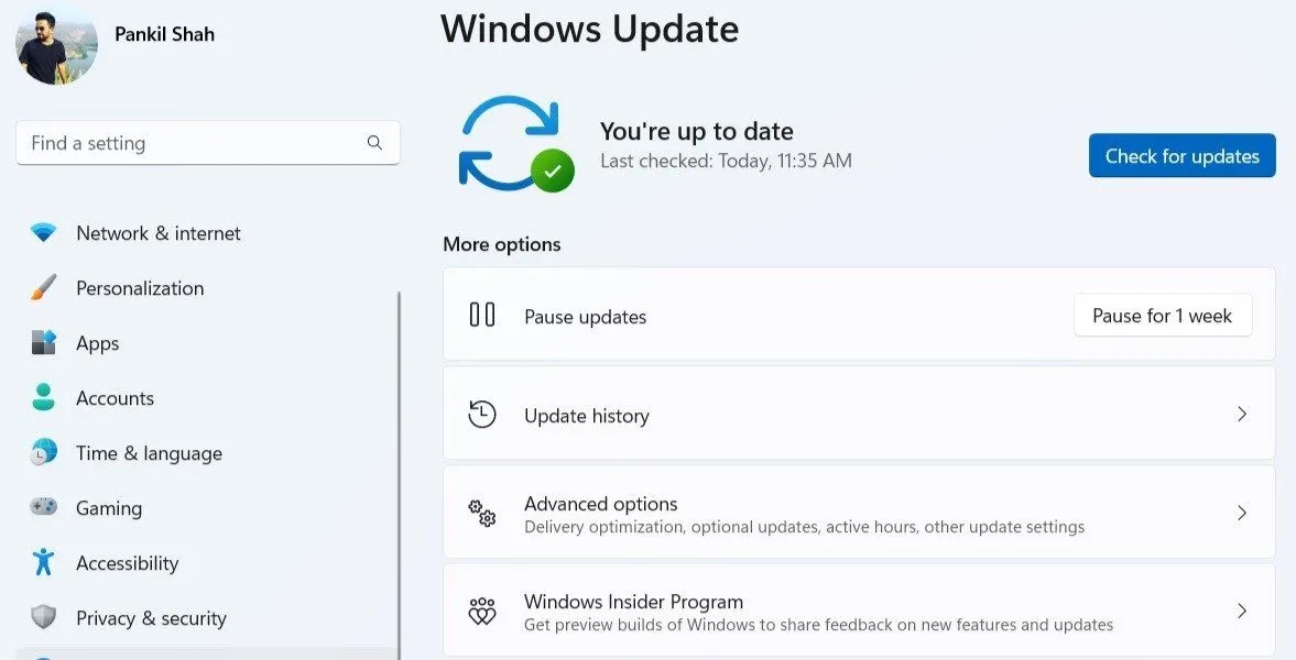 Kiểm tra cập nhật hệ thống trên Windows 11