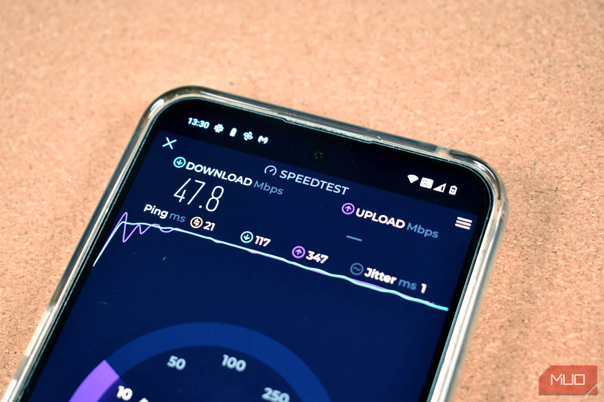 Kiểm tra tốc độ internet trên điện thoại bằng ứng dụng Ookla Speedtest, minh họa vấn đề mạng Wi-Fi yếu