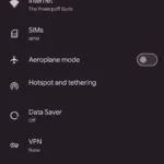 Màn hình cài đặt Android hiển thị tùy chọn "Mạng và internet"