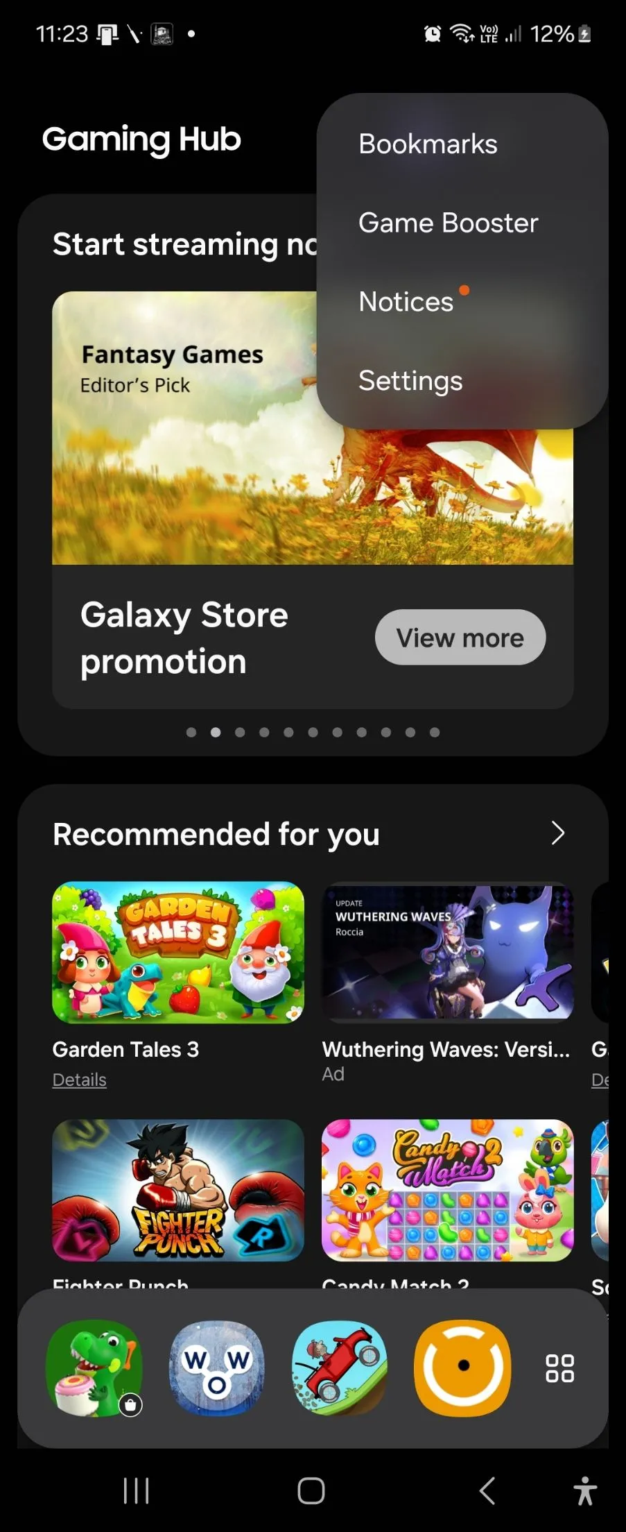 Màn hình cài đặt Game Booster trên điện thoại Samsung Galaxy Z Flip 6 hiển thị tùy chọn Pause USB PD charging.