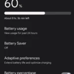 Màn hình cài đặt tùy chọn pin thích ứng (Adaptive Battery) trên điện thoại Android