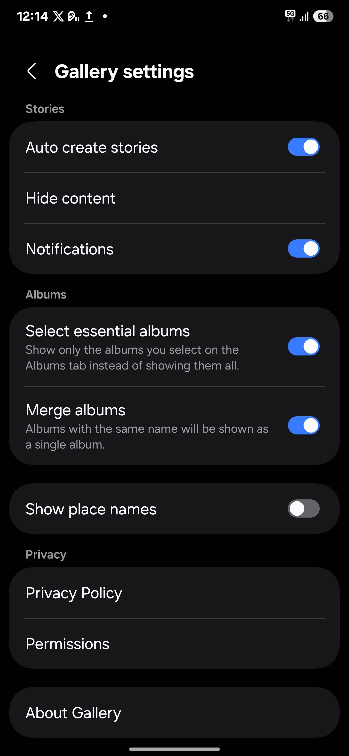 Màn hình &quot;Giới thiệu Thư viện&quot; (About Gallery) trong cài đặt Thư viện Samsung, hiển thị số bản dựng để kích hoạt Gallery Labs.