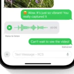 Màn hình iPhone hiển thị giao diện tin nhắn RCS, minh họa tính năng mới giúp cải thiện trải nghiệm nhắn tin giữa iPhone và Android.