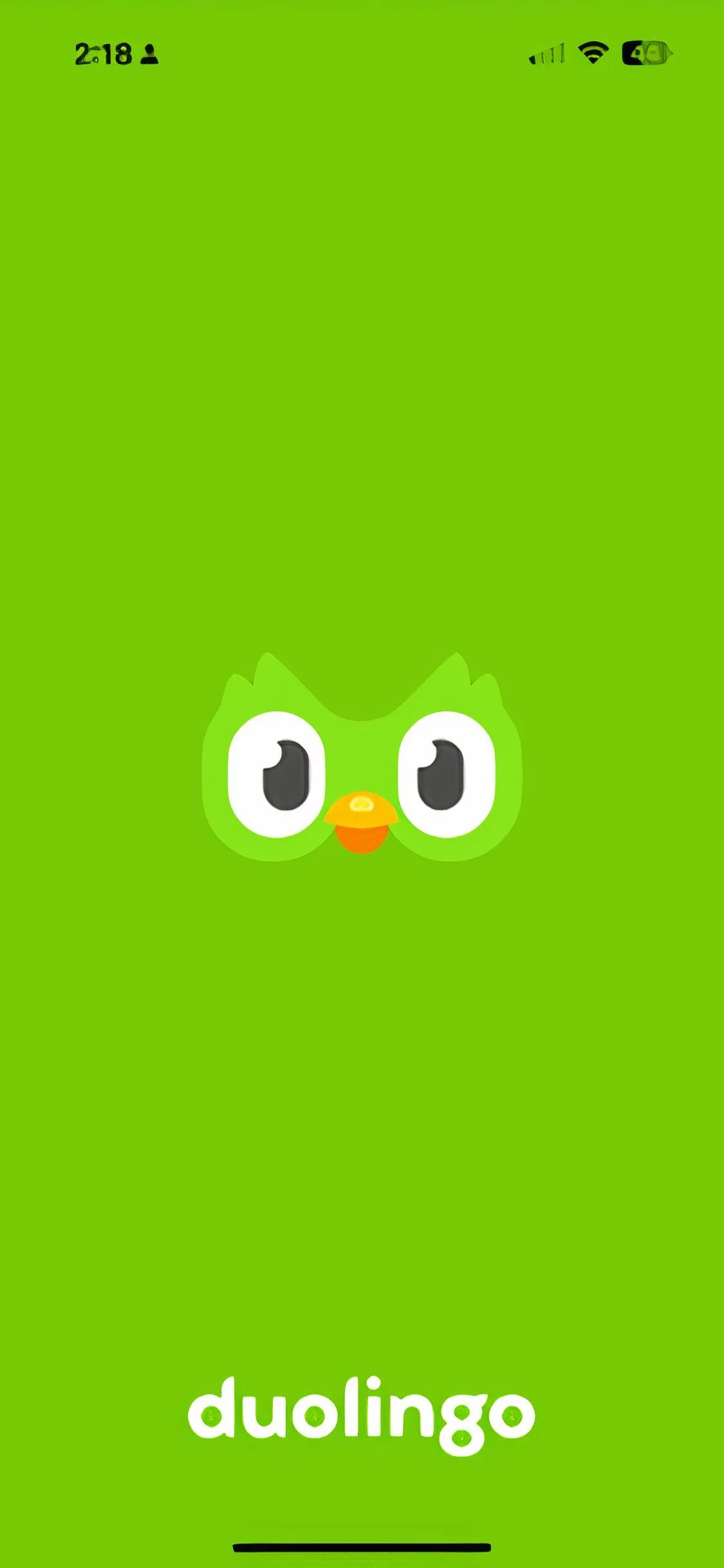 Màn hình khởi động ứng dụng học ngôn ngữ Duolingo