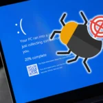 Màn hình lỗi Windows hiển thị thông báo lỗi và biểu tượng lỗi bug, minh họa cho các vấn đề thường gặp
