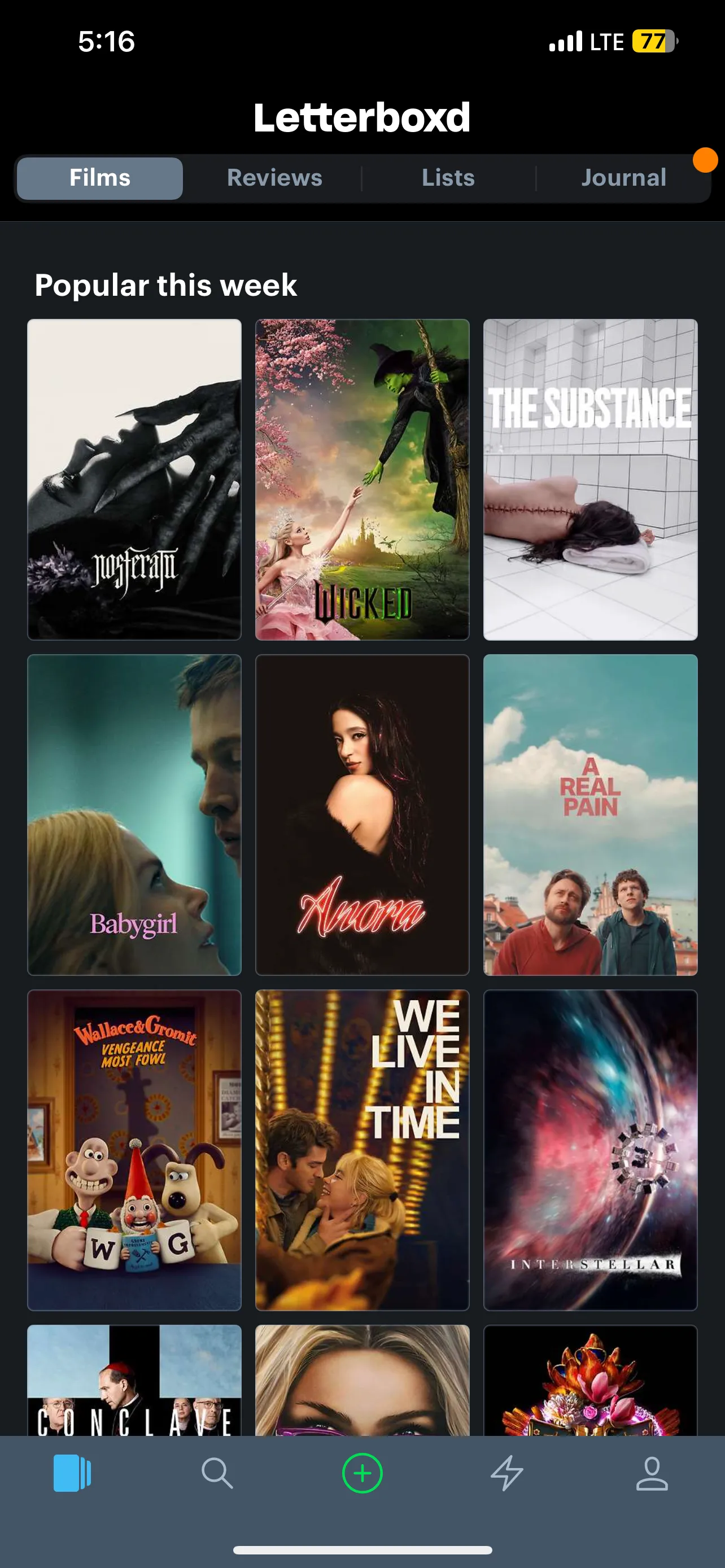 Màn hình &quot;Phim phổ biến tuần này&quot; trên Letterboxd