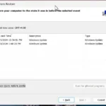 Màn hình System Restore trong Windows 11 hiển thị các điểm khôi phục khả dụng để phục hồi hệ thống.