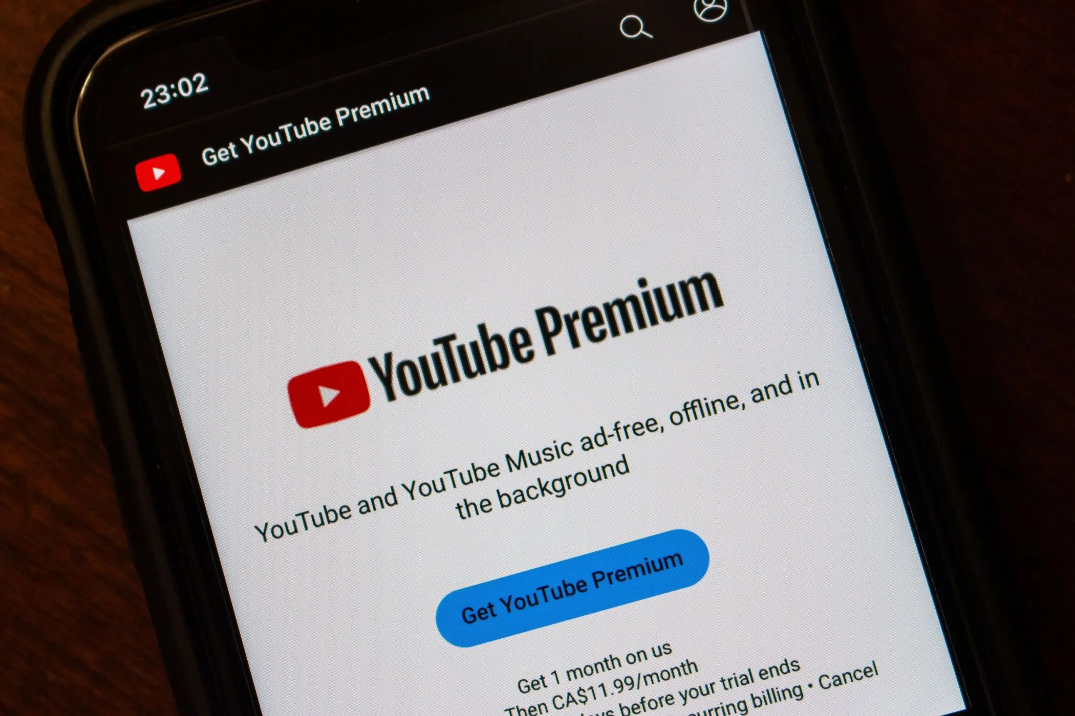 Màn hình thông tin YouTube Premium trên iPhone sau khi đăng ký thành công