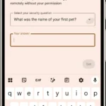 Màn hình tính năng khóa từ xa mới của Android với tùy chọn câu hỏi bảo mật để ngăn chặn truy cập trái phép.