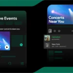 Màn hình ứng dụng Spotify hiển thị playlist 'Buổi Hòa Nhạc Gần Bạn', giúp người dùng khám phá các concert địa phương.