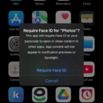 Màn hình xác nhận khóa ứng dụng Ảnh bằng Face ID trên iPhone