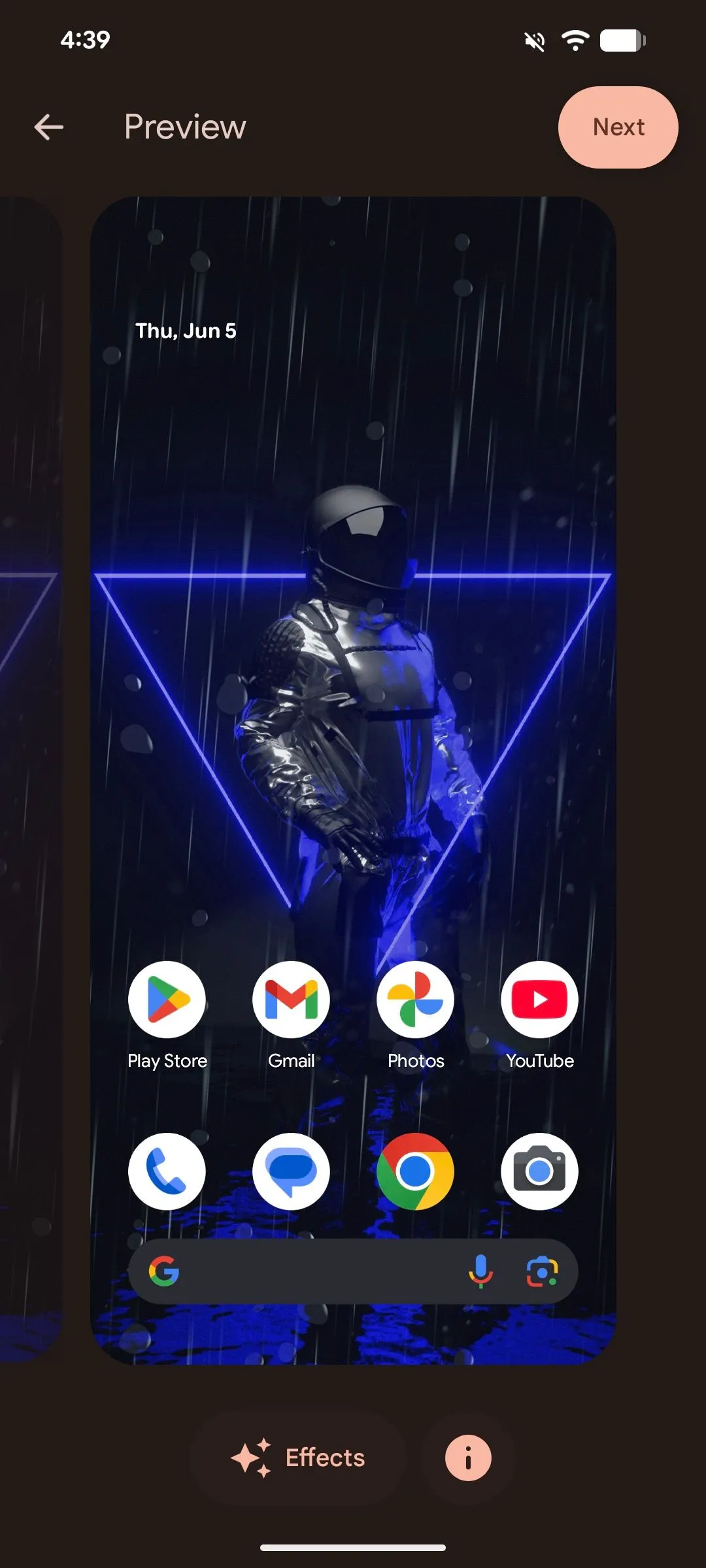 Màn hình xem trước cuối cùng của hình nền đã áp dụng hiệu ứng trên Android 16, sẵn sàng để cài đặt.