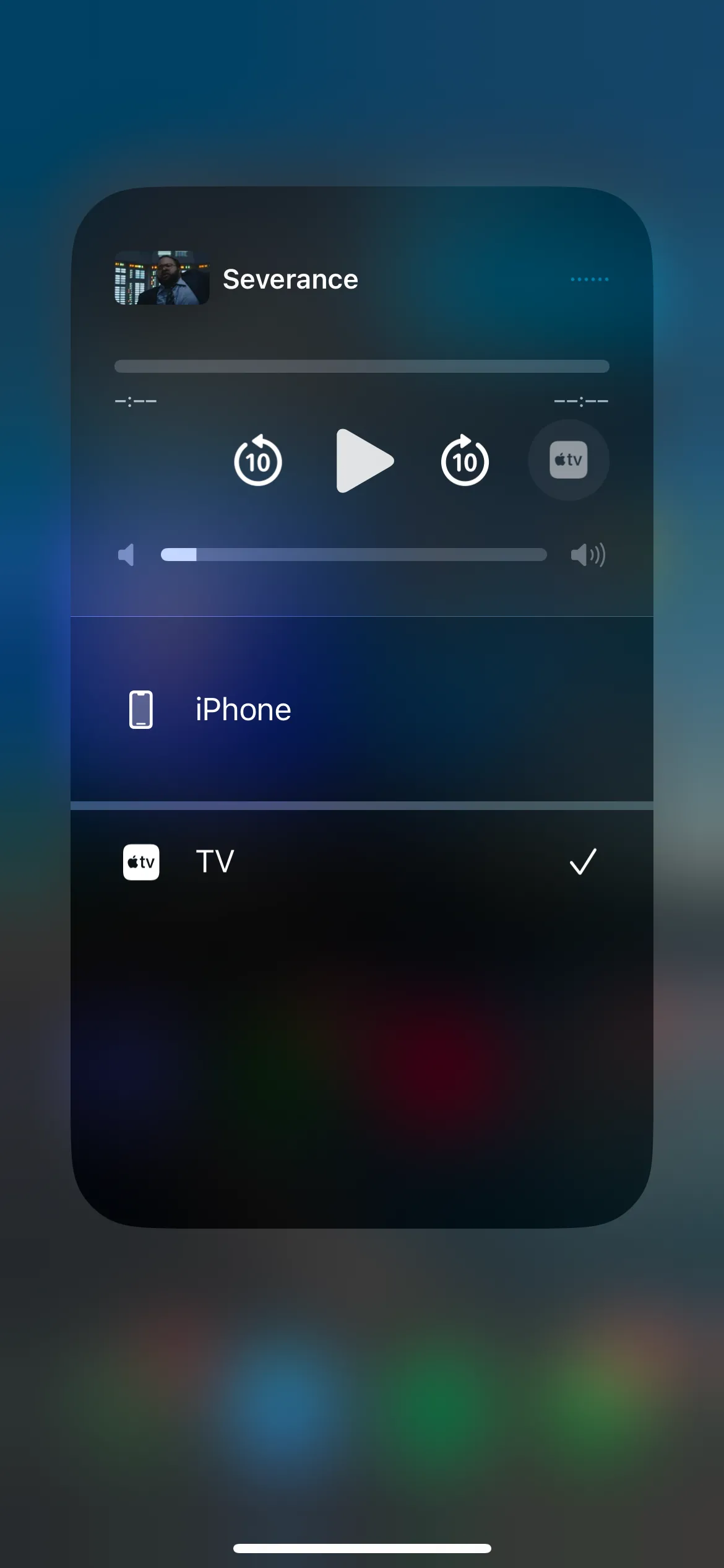 Menu AirPlay trên iPhone, cho phép truyền phát nội dung video tới Apple TV